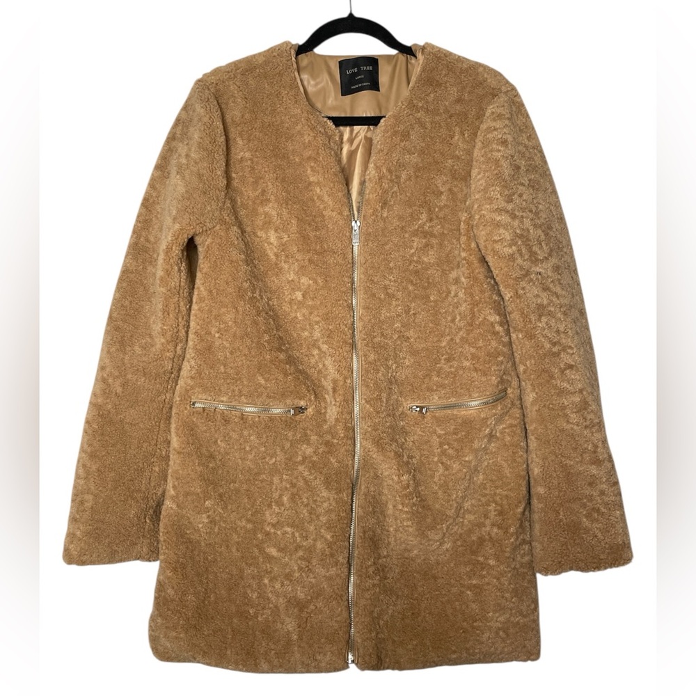 Love Tree Size Large Brown Sherpa Zip Coat Like New